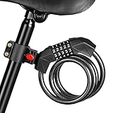 Fahrradschloss mit Zahlenkombination – sperrt vorverstellbare Fahrräder mit 4 Fuß | Snowboardschloss | Diebstahlsicherung des Motorrad-Kabelschlosses | 5 gewickelte Sicherheitskette