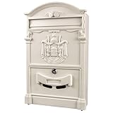 Vintage-Briefkasten für Außenwandbriefkästen, sicherer Briefkasten, Retro-Stil, mit Schloss, Briefkasten, Häuser, Briefkästen für draußen, große Kapazität, Weiß