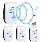 Ultraschall Schädlingsbekämpfer, 4 Stück Mäuseabwehr Mäusevertreiber Ultraschall & Elektronische Insektenschutzmittel, Pest Control Repeller für Mäuse Ratten Mücken Kakerlaken Spinnen Fliegen