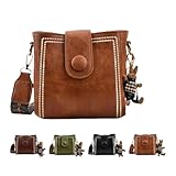 Vintage Fashion Bag with Adjustable Wider Shoulder Strap, Small Bucket Bag, Handbags With Cute Rabbit Pendant, Women's Hobo Handbag Crossbody Bag (Brown)