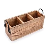 Samhita Besteckhalter aus Mangoholz, Organizer für Besteck, Gabel, Löffel, Spatel, 3 Fächer (27,9 x 10,2 x 11,4 cm)