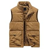 Warme Herren-Winterweste, Kordsamt, warm, ärmellos, Oberbekleidung, dicke Fleece-gefütterte Outdoor-Weste, gelb, XXL