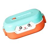 Bento-Lunchbox, Schönes Aussehen, PP-Silikon, 700 Ml, Unterteilt, für , Cartoon-Behälter, Doppelte Isolierung, Rutschfester Boden für die Schule (Rosa Grün)
