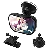 Netspower Rücksitzspiegel für Babys im Auto, Bruchsicherer Autositz Rückspiegel 360° Einstellbar, Sicher Babyspiegel mit Saugnapf und Rahmenclip Baby Auto Spiegel für Kinder Babysitz Babyschalen
