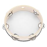 Musfunny Tamburin 20 cm für Kirche Hand Trommel Handgehaltenes Tambourine Schlagzeugglocke Birke Metallschellen Percussion musikalisches Lerninstrument für KTV, Party, Spiele (20 cm, 8 Zoll)