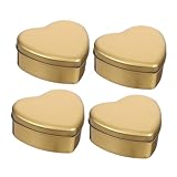 KALLORY 4 Stück Süßigkeiten-Geschenkbox geformt Keksglas oder Zinn mit Deckel Backen gastgeschenke hochzeit hochzeitsgeschenk Süßigkeitenhalter valentinstag bonbonhalter Weißblech Golden