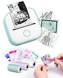 Mini Drucker - Tiny Printer T02 Mini Drucker für Smartphone Mini Thermodrucker Bluetooth Fotodrucker Aufkleber Drucker Mini Etikettendrucker Sofortdruck für Studiennotizen, Anatomische Diagramme,Fotos