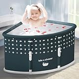Somerway Faltbare Badewanne, Faltbadewanne für Erwachsene, Fächerförmig klappbar, groß freistehend mit Umrandung, mobile Eckbadewanne, einfach zusammenklappbar (Grün)