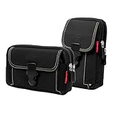 2 Stück Gürteltasche Herren, Multifunktionale Handy Gürteltasche, Schwarz Bauchtasche, 3 Stock Tragbare Hüfttasche,Handytasche Gürtel für Radfahren Wandern Camping