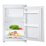 ASCOLI IRDE39561MS Einbau-Kühlschrank mit Gefrierfach | 88cm Höhe | 118L(102L/16L) | Low Frost | Kühl-Gefrier-Kombination mit wechselbaren Türscharnieren | Temperaturregelung | LED-Beleuchtung
