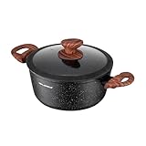 FLORINA Aluminiumtopf MASTER BLACK 24 cm 4L | Antihaftbeschichtung | Für alle Herdarten inkl. Induktion | Ergonomische Soft-Touch-Griff | Deckel mit Silikonrand | Hitzebeständig | Leicht zu reinigen