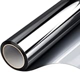 FILMGOO Spiegelfolie Fenster Sichtschutz - Selbstklebend, Anti-UV, Sonnenschutz, Wärmeisolierend für Zuhause Büro (Schwarzes Silber, 44.5 x 200 cm)