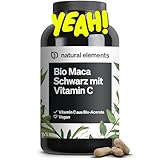 Bio Maca Schwarz – 180 Kapseln – 3000mg je Tagesdosis (entspricht 12.000mg Maca Wurzel) – mit natürlichem Vitamin C – ohne Magnesiumstearat – biozertifiziert, hochdosiert, vegan, laborgeprüft