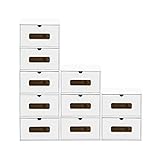 BigDean 10er Boxen-Set mit Sichtfenster & Schublade - Pappkarton aus Kraftpapier - Schuhbox Spielzeug-Box Aufbewahrung für Zubehör & Accessoires