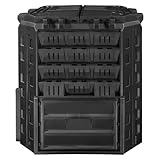 FIXKRAFT Schnellkomposter Garten Komposter 310L Thermokomposter in Schwarz Gartenkomposter aus Kunststoff Schnell Kompostierer für Bio Kompost mit Deckel