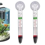 2 Stück Aquarium Thermometer, Glasthermometer Aquarium, Aquariums Thermometer Innen, Präziser Wassertemperaturmesser Für Fischbecken, Leicht Ablesbare Skala, Korrosionsbeständig