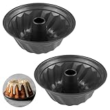 Zeripikfoasp 2 Stück Gugelhupfform 24 cm, Gugelhupf Backform aus Karbonstahl mit Doppelte Antihaftbeschichtung, Kuchenform Runde, Napfkuchenform für Gugelhupf, Pudding, Brot (Grau)