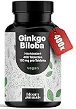 Ginko Biloba Tablette Hochdosiert - 400 Tabletten - 120mg pro Tablette, Leicht schluckbare Alternative zu Kapseln - Vegan & Produziert in Deutschland - Verpackung kann variieren Laborgeprüft