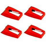 4stk Plattenspielernadeln, Plattenspieler-Ersatznadel Langlebige Plattenspieler-Stylus-Ersatzteile für Vinyl-Plattenspieler (Rot)