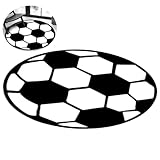 NTEVXZ Fußball-Teppich, Runder Fußballteppich, Fußballteppich für Kinderzimmer, Fußball Kurzflor Teppich,Kinder Schlafzimmer Stuhl Badematten (60×60cm)