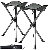 Semptec Urban Survival Technology Falthocker: 2er-Set Dreibein-Camping-Hocker, 43 cm Sitzhöhe, mit Tragetasche (3-Bein-Hocker, Mini-Klapphocker, Tasche)