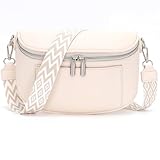 Paigtes Umhängetasche Damen klein Veganes Leder kleine Bauchtasche damen Tasche crossbody bag Handbags for women mit Breitem Schultergurt beige