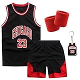 Pardofelis Basketball Trikot Kinder/Herren, Basketball Jersey Shirt und Shorts Set, Schnell Trocknende Ärmelloses Sportbekleidung mit 2 Schweißband, Jugendlich Basketball Sweatshirt (L, Schwarz)