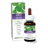 Ginkgo (Ginkgo biloba) Blätter Alkoholfreier Urtinktur Naturalma - Flüssig-Extrakt Tropfen 60 ml - Nahrungsergänzungsmittel - Veganer