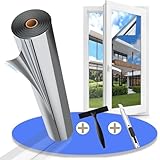 Gufoltie UV-Schutz Sonnenschutzfolie Fenster innen oder außen 90 * 400cm Spiegelfolie Fenster Sichtschutz Selbstklebend Fensterfolie Rückstandslose thermofolie Fenster gegen hitze Silber