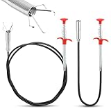 2 Stück Krallengreifer, 200cm/90cm Flexibler Greifkralle Greifer, Rohrreinigungsspirale Abflussreiniger Spirale Einziehbaren 4 Kralle, Teleskopgreifer für Küche, Bad und Abwasserkanäle