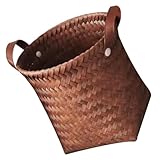 KOMBIUDA Mehrzweck Wäschekorb Rattan Imitation Klein Geflochtener Aufbewahrungskorb für Schmutzige Kleidung Organizer Haushalt