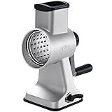 Zyliss Alu Trommelreibe Set, Käsereibe mit Kurbel, Gemüsereibe mit 4 Trommelklingen/Trommelblättern, Gemüseschneider
