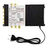 PremiumX PXMS 5/4 Multischalter mit Netzteil Multiswitch 1 SAT für 4 Teilnehmer Satverteiler Digital HDTV FullHD 4K UHD 8K