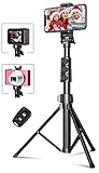 CIRYCASE 142cm Handy Stativ, Erweiterbarer All-in-One Selfie Stick Stativ mit Bluetooth Fernbedienung, Smartphone & Kamera Stative Kompatibel mit iPhone, Galaxy, Perfekt für Selfies/Videoaufnahmen