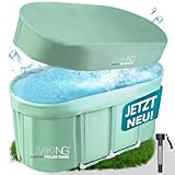 LIVIKING® Eisbad + Faltbare Badewanne Erwachsene [120 cm - 2in1 KOMFORT KOMPLETTSET] Eisbaden Tonne, Mobile Badewanne Outdoor & Eistonne – Jetzt Eintauchen! (Klassisch, Eukalyptus Grün)