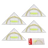 4 Stück Geodreieck mit Griff,Geometrie Dreieck Lineal Schule Set Geo Dreieck Geodreieck Flexibel