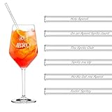 Glasstrohhalme Aperol Spritz Geschenk,6 Stück 20cm Wiederverwendbare Glasstrohalm Aperol Spritz Geschenkset