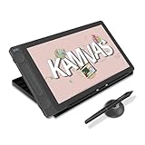 HUION Kamvas 13 (Gen 3) Grafiktablett mit Display, 13,3-Zoll-Zeichenmonitor aus Canvas-Glas, 99% sRGB-Abdeckung, neues PenTech 4.0, 16384 Stiftdruck, Zwei Drehregler, Verstellbarer Ständer, Schwarz