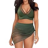 Women's Bikini Set Swimsuit Tummy Control Sports Sets High Waist Swimwear Push Up Ribbed Size Thong Pattern Triangle Textured Twist Front Two-Piece Halterneck Beachwear with V Neck Top