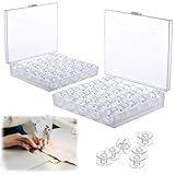 Sprießen 50 Stück Nähmaschinen Spulen,Nähmaschine Unterfadenspulen Mit Transparent Spulenbox,Garnrollen Aufbewahrung,Für Brother,Janome,W6,Babylock,Kenmore,Singer
