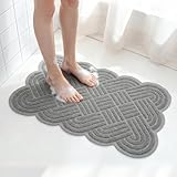 Duschmatte, rutschfest, 3D-gewebter, geprägter Luffa-PVC-Badematte, schnell trocknend, Anti-Schimmel, waschbar, Duschmatten für Innendusche, weiche Badezimmermatte für ältere Menschen und Kinder (Grau