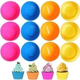 Silikon Backform Mini Muffinform 12 Stück, Wiederverwendbare Muffinformen Cupcakeförmchen für Kuchen,Eincreme und Puddin, Silikonformen Backen, BPA-Frei, Silicone Mold (Rund)