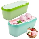 MIUUIPI 2er-Set Eisbehälter für Speiseeis 1.5L, Wiederverwendbare Gefrierschrank Aufbewahrungsbehälter, BPA-frei, Hausgemachte Eiscreme-Behälter Gefrierdosen für Selbstgemachtes Eis, Sorbets, Joghurt