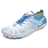 ENEN Barfuss Schuhe Damen, rutschfest Barfußschuhe Herren, Schnelltrocknend Barfußschuhe,Wasserschuhe Damen mit Drainageloch,Wasserschuhe für Fitnessstudio/Outdoor-Aktivitäten 36-47 EU (Blau Weiß,43)