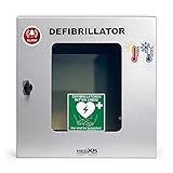 MedX5 Universal Defibrillator AED Außenwandkasten beheizt, Wandschrank klimatisiert, mit Alarmen, beleuchtet, IP55 (Staub- Spritzwasserschutz), Farbe: Grau