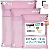 EMBALLAX - 30 Versandtaschen MIT TASCHE FÜR VERSANDETIKETT - 3 Größen S/M/L - WIDERSTANDSFÄHIG/WASSERDICHT - Versandtüten für Kleidung - Warensendung Umschlag für Kartons - Versandbeutel - Danke
