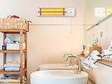 Purline Quarz-Heizstrahler für Badezimmer, 1200 W, geringer Stromverbrauch, IPX4-Schutz, ultra-leise, Quarz-Heizung, schnelles und verstellbares Heizen