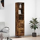 MOBCANT Highboard, Arbeitsplatte Geschirrschrank Buffetschrank Anrichte Geeignet für Küche Foyer Korridor Schlafzimmer Räuchereiche 34,5x34x180 cm Holzwerkstoff