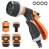 Gartenbrause, Garten Handbrause, Gartenspritze mit 8 Sprühbilder Multifunktional Bewässerungsbrause Hochdruck Einstellbarer Wasserdurchfluss Gartendusche für Bewässerung Rasen,Haustier