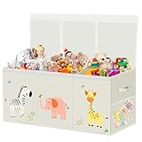 VERONLY Extra Groß Aufbewahrungsbox Spielzeugkiste mit Deckel Kinder - Faltbar Spielzeug Aufbewahrung mit Griffen Trennwand Aufbewahrungsbox für Kinderzimmer Kleidung Schlafzimmer(Beige,99x34x39cm)